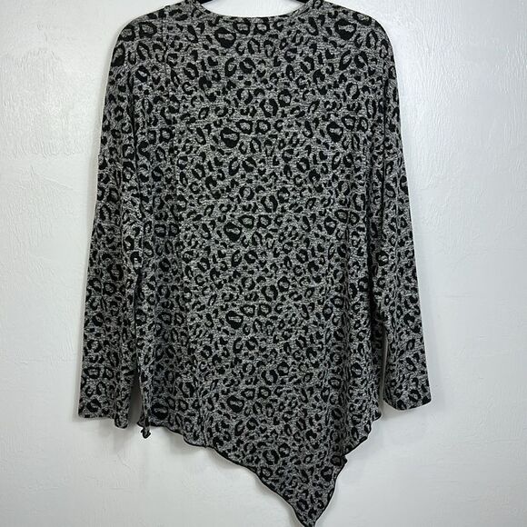 Joseph Ribkoff Leopard Print Asymmetrical Hem Long Sleeve Top Tunic Size 12 - Picture 3 of 6